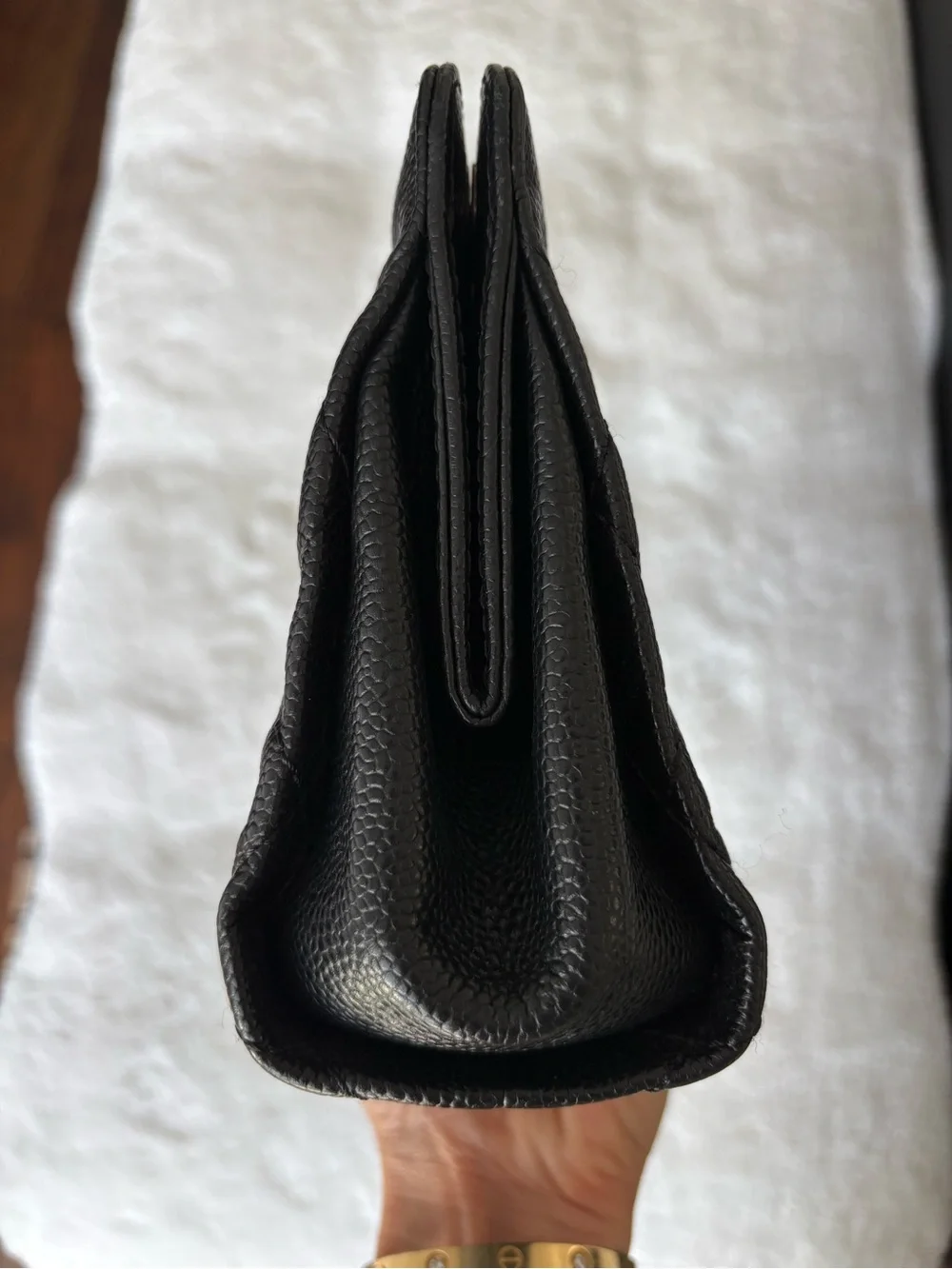 CHANEL Black Caviar Quilted Clutch Pochette A65738 12A Full Set - Picture 5 of 12